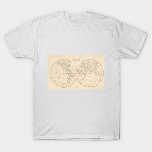 Vintage Map of The World (1857) T-Shirt by Bravuramedia